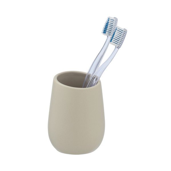Бежова керамична чаша за четки за зъби Badi - Wenko-image-2