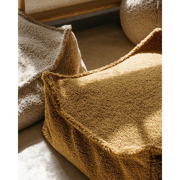 Кафяв детски пуф от букле Square – Wigiwama-image-2