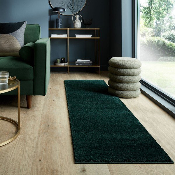 Тъмнозелена пътека от рециклирани влакна 60x230 cm Sheen – Flair Rugs-image-1