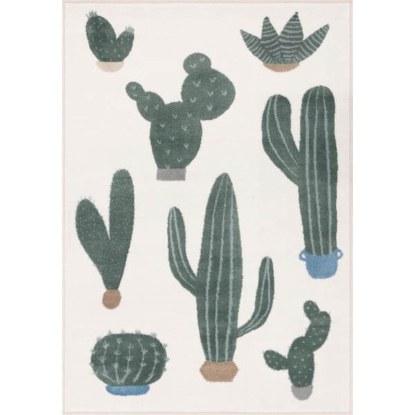 Детски килим в цвят слонова кост и зелено 120x170 cm Cacto Malachite – FD