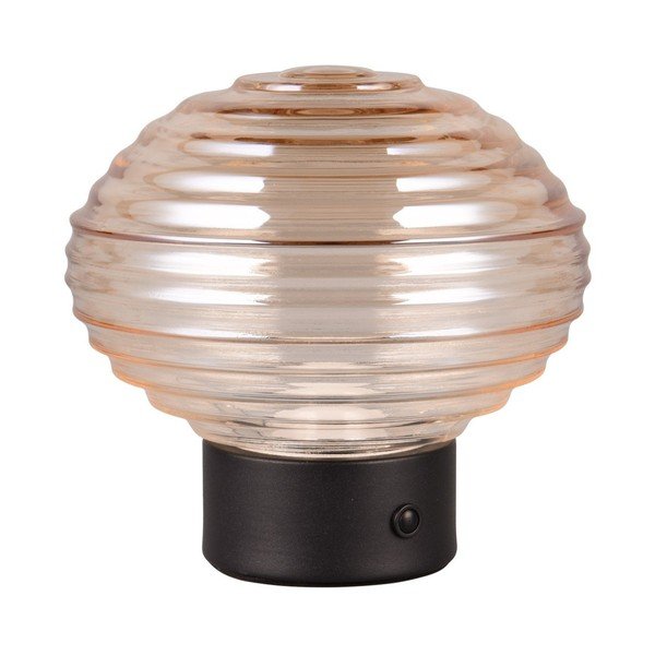 Черна и бежова настолна LED лампа със стъклен абажур (височина 14,5 см) Earl - Reality