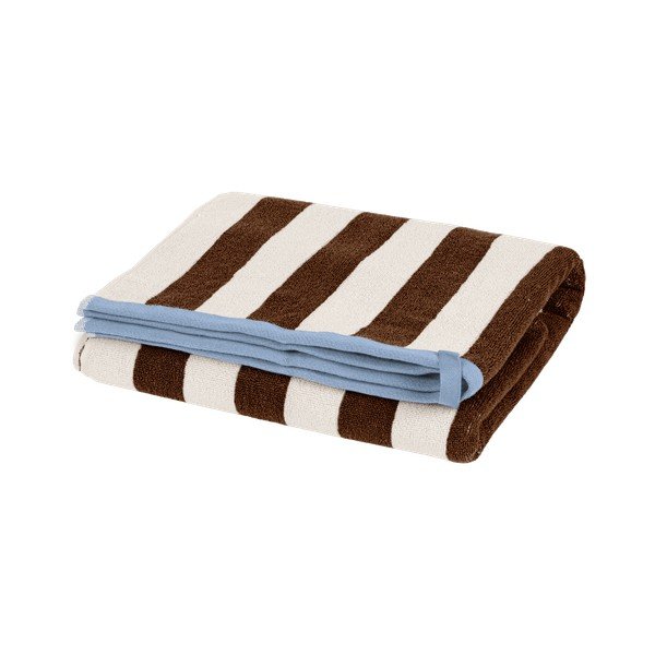 Кафява/кремава памучна хавлиена кърпа от тери 70x140 cm Gobo – noo.ma