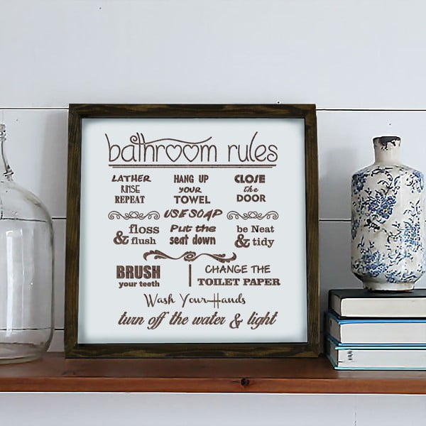 Табела 34x34 cm Bathroom Rules – Evila Originals