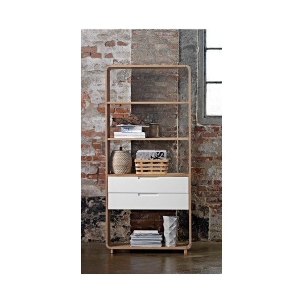 Бяла етажерка за книги от дъб 82x194 cm Amalfi - Unique Furniture-image-1