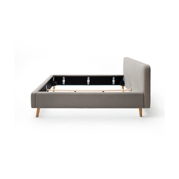 Кафяво-сиво двойно легло 140x200 cm тапицирано без ламелно дъно Mattis – Meise Möbel-image-3