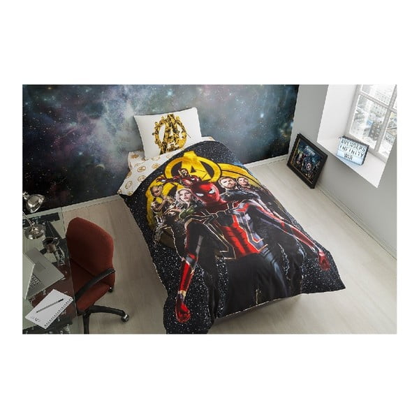 Памучен комплект чаршафи за единично легло All Heroes, 160 x 220 cm - Unknown