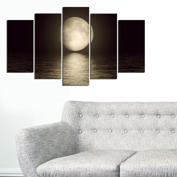 Картина за стена от няколко части Moon Over The River - Wallity-image-1
