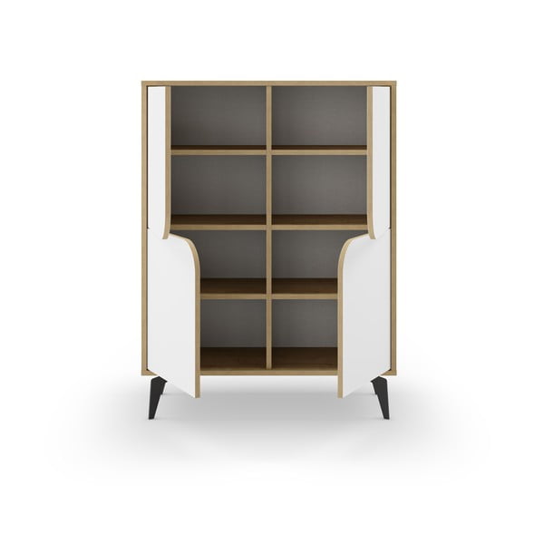 Шкаф в дъбов декор в бял и естествен цвят 90x120 cm Nola - Marckeric-image-4