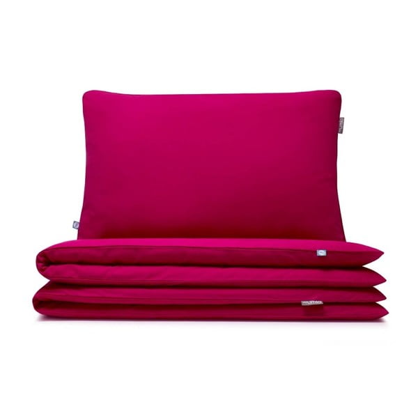 Малиново розово памучно спално бельо за единично легло , 140 x 200 cm - Mumla