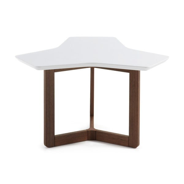 Bílý odkládací stolek s tmavými nohami La Forma Triangle
