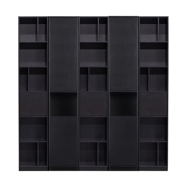 Черна модулна библиотека от масивен бор 200x210 cm Finca – WOOOD