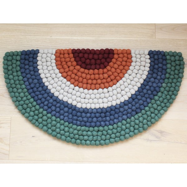 Детски вълнен килим Ball Rugs Green Rainbow - Wooldot