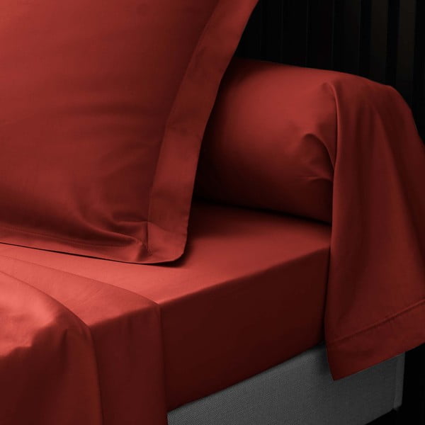 Еластичен чаршаф от памук перкал тухлен 180x200 cm Percaline – douceur d'intérieur-image-2