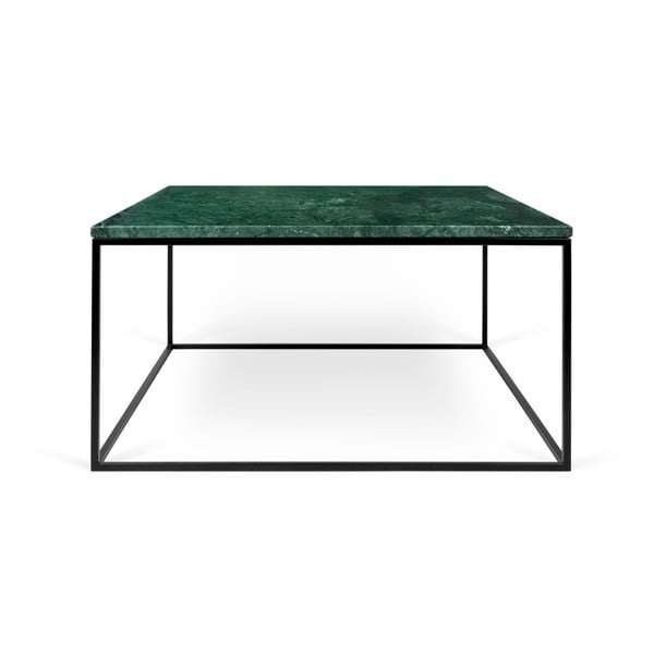 Zelený mramorový konferenční stolek s černými nohami TemaHome Gleam, 75 x 75 cm