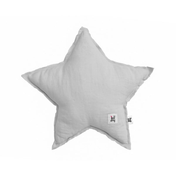 Сива детска ленена възглавница във формата на звезда Stone Gray - BELLAMY
