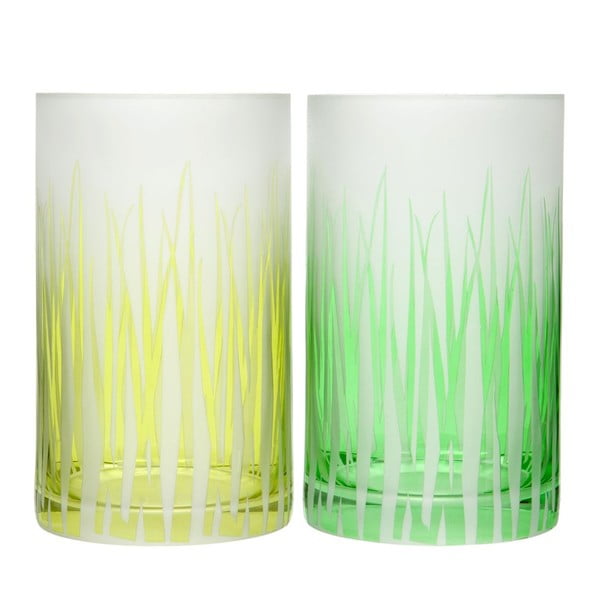 Sada 2ks svícnů Grass Glass, 12x20 cm