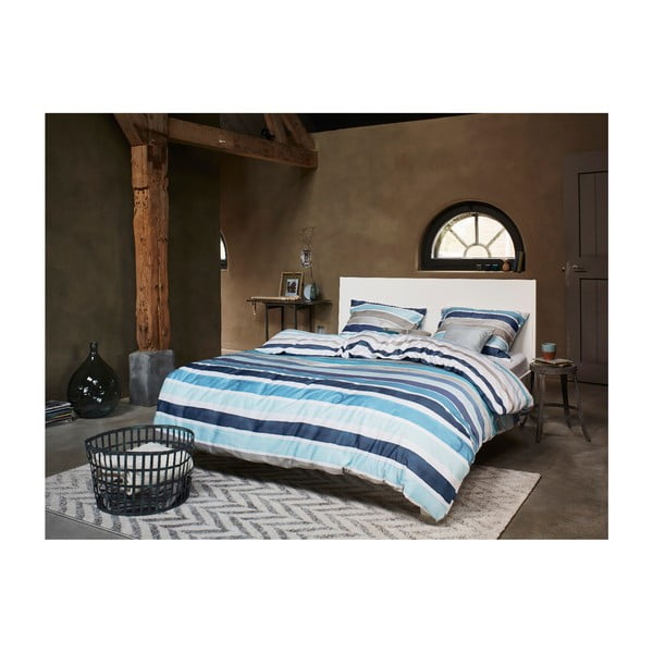 Modrobílé pruhované povlečení s prodlouženou délkou Esprit Iva, 200 x 220 cm-image-1