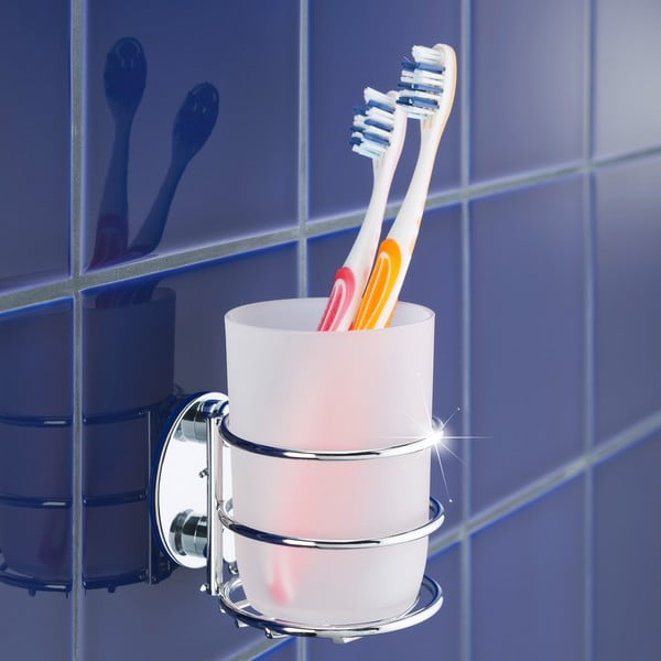Бяла самоподдържаща се чаша за четка за зъби от неръждаема стомана - Wenko-image-1