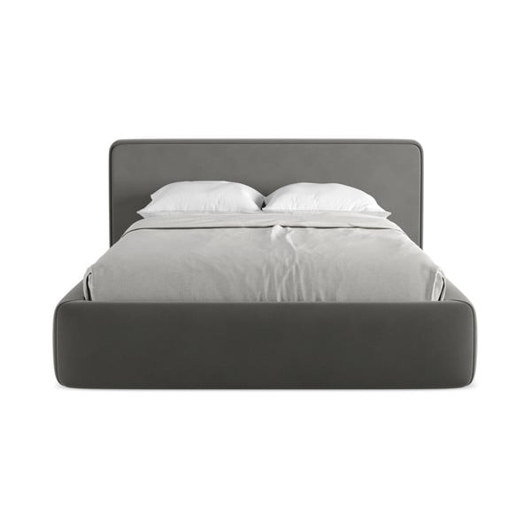 Тъмносиво двойно тапицирано легло с място за съхранение и включена подматрачна рамка 140x200 cm Kiana – Makamii-image-4