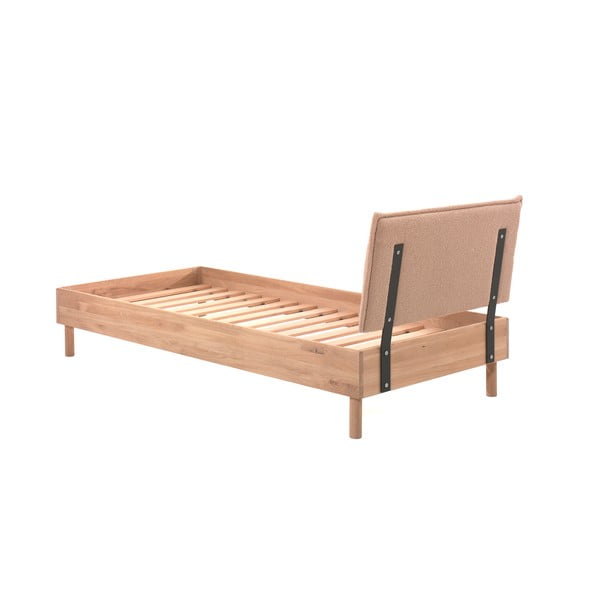 Единично легло 90x200 cm от масивен дъб с включена подматрачна рамка в естествен цвят Forrest – Vipack-image-2