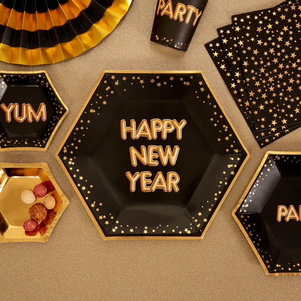 Комплект от 8 хартиени чинии Glitz & Glamour Happy New Year - Neviti
