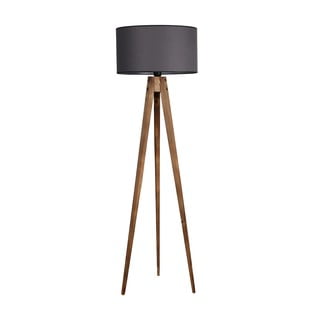 Черна и кафява подова лампа с текстилен абажур (височина 153 cm) Tripod – Opviq lights