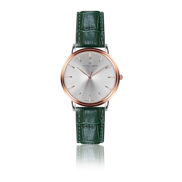 Pánské hodinky s tmavě zeleným páskem z pravé kůže Frederic Graff Rose Breithorn Croco Dark Green