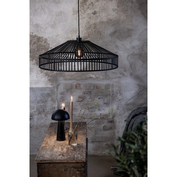 Черно висящо осветително тяло с бамбуков абажур  ø 70 cm Tapa – Markslöjd-image-1