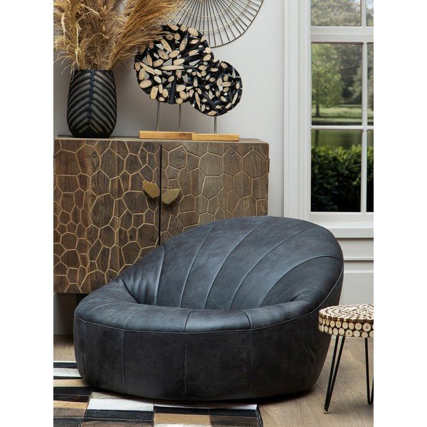 Черно кожено кресло Hoxton – Premier Housewares-image-1