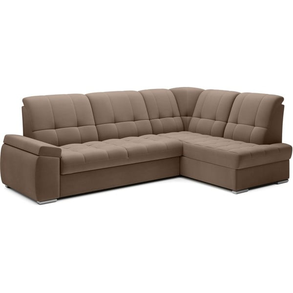 Кафяв кадифен разтегателен ъглов диван с място за съхранение (десен ъгъл L форма) Sado – ELTAP-image-2
