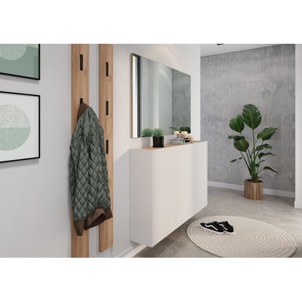 Кремаво шкафче с дъбов декор 138x87x25 cm Libbiano – Germania-image-1