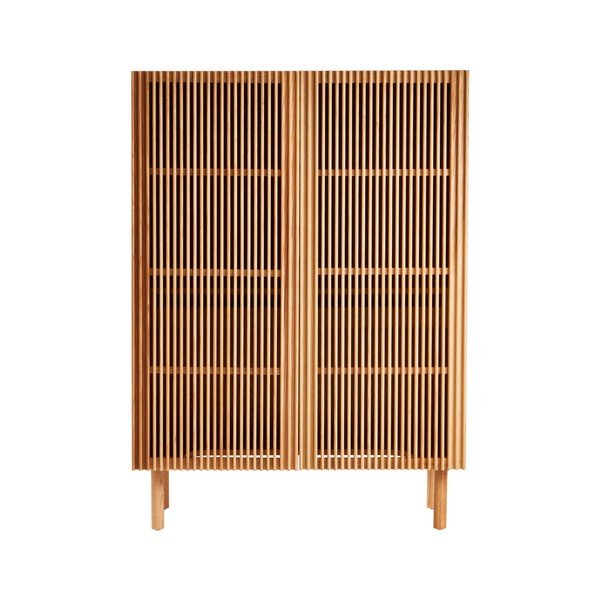 Шкафче от декор от ясен с отвор за кабели в естествен цвят 100x140x45 cm Sion – Jotex-image-2