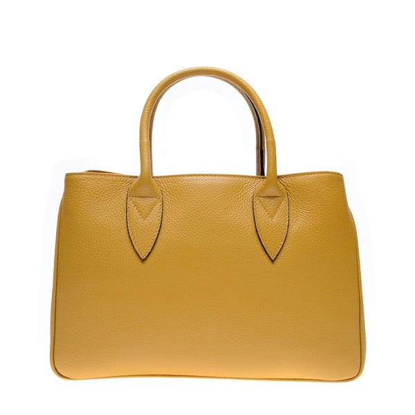 Жълта кожена чанта , 23 x 34,5 cm - Anna Luchini
