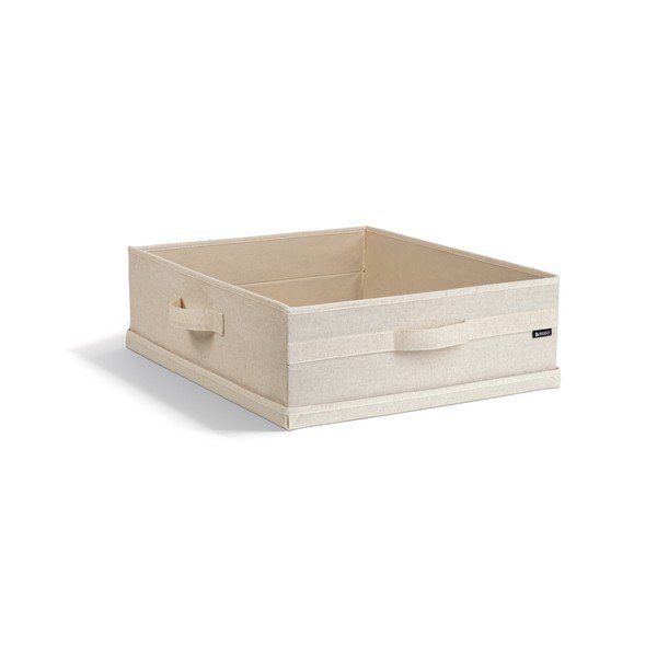 Бежова текстилна кутия за съхранение с капак 46x56x16 cm Soft Storage Low – Bigso-image-1