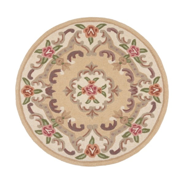 Бежов вълнен килим , ⌀ 120 cm Aubusson - Flair Rugs