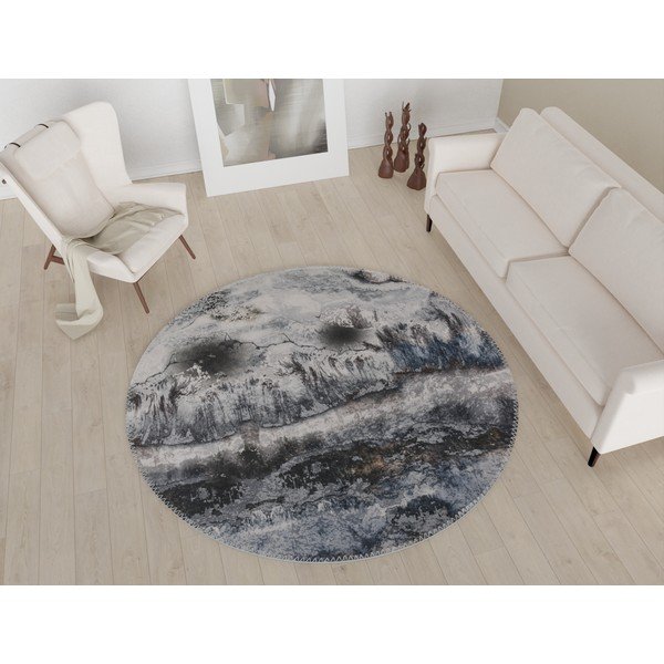 Сив миещ се кръгъл килим ø 80 cm - Vitaus-image-1