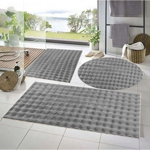 Сиви килими за баня в комплект 3 бр. 60x100 cm Powder – Mila Home