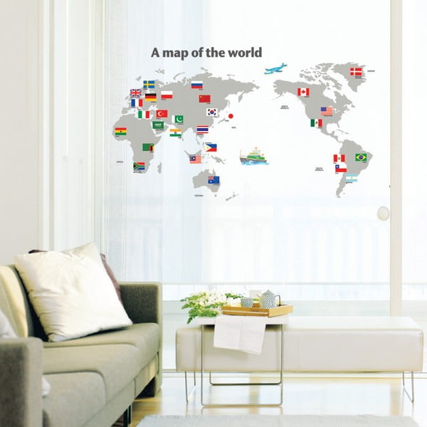 Samolepka World Map and Flags