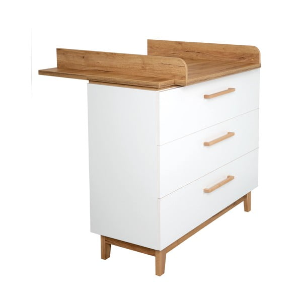 Бял нисък скрин от дъб с маса за преповиване 118x104 cm Finn - Roba-image-3