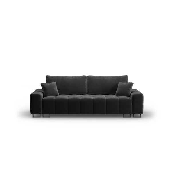 Тъмносив кадифен разтегателен диван с място за съхранение 250 cm Wicklow – Cosmopolitan Design