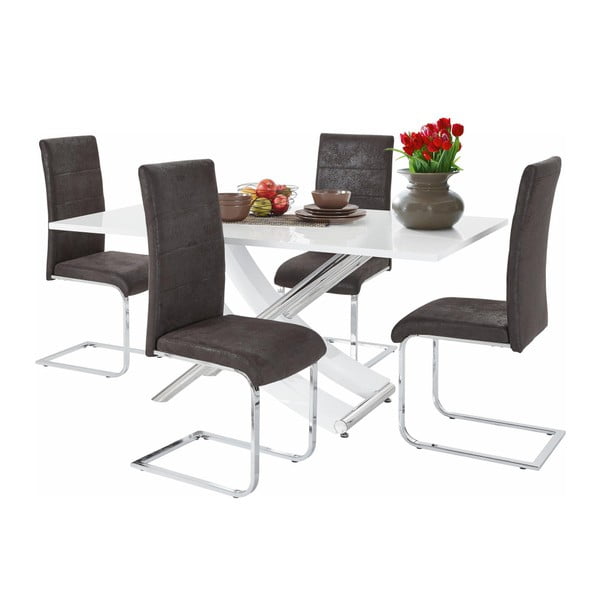 Sada stolu a 4 tmavě šedých židlí Støraa Carl