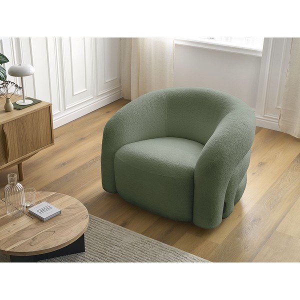 Зелено въртящо се кресло от прежда с примки от букле Elina – Bobochic Paris-image-1