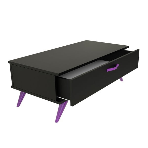 Černý konferenční stolek s fialovýma nohama Magenta Home Coulour Series
