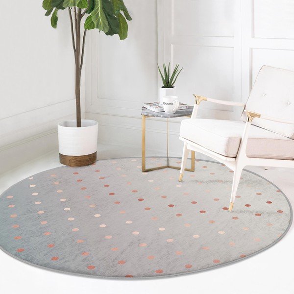 Сив кръгъл килим подходящ за пране и за прахосмукачки роботи ø 80 cm Comfort – Mila Home-image-3