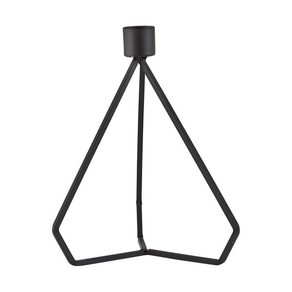 Черен метален свещник Триъгълник, височина 17,5 cm - KJ Collection