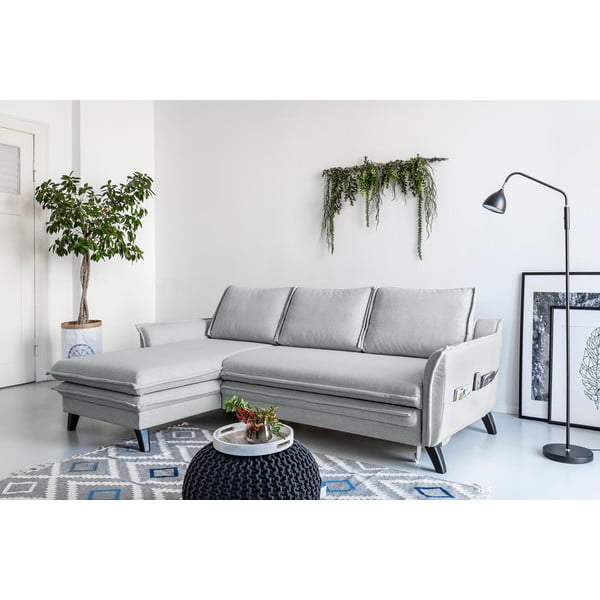 Светлосив ъглов разтегателен диван, ляв ъгъл Charming Charlie - Miuform-image-3