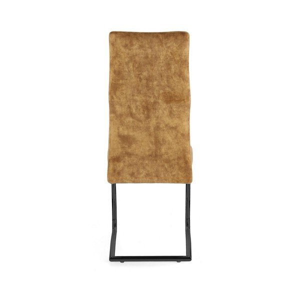 Тапициран трапезен стол в цвят горчица Thelma – Bizzotto-image-4