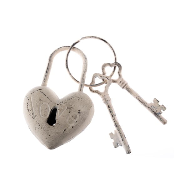 Бели декоративни чугунени ключове Heart Rustico - Dakls