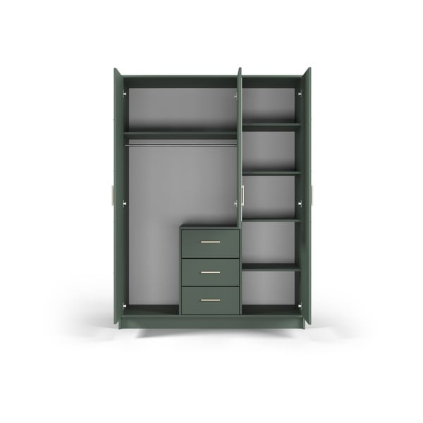 Зелен гардероб с огледало 147x200 cm Burren - Cosmopolitan Design-image-4