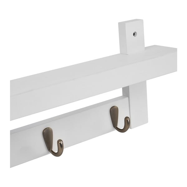 Бяла бамбукова стенна закачалка с рафт - Casa Selección-image-1